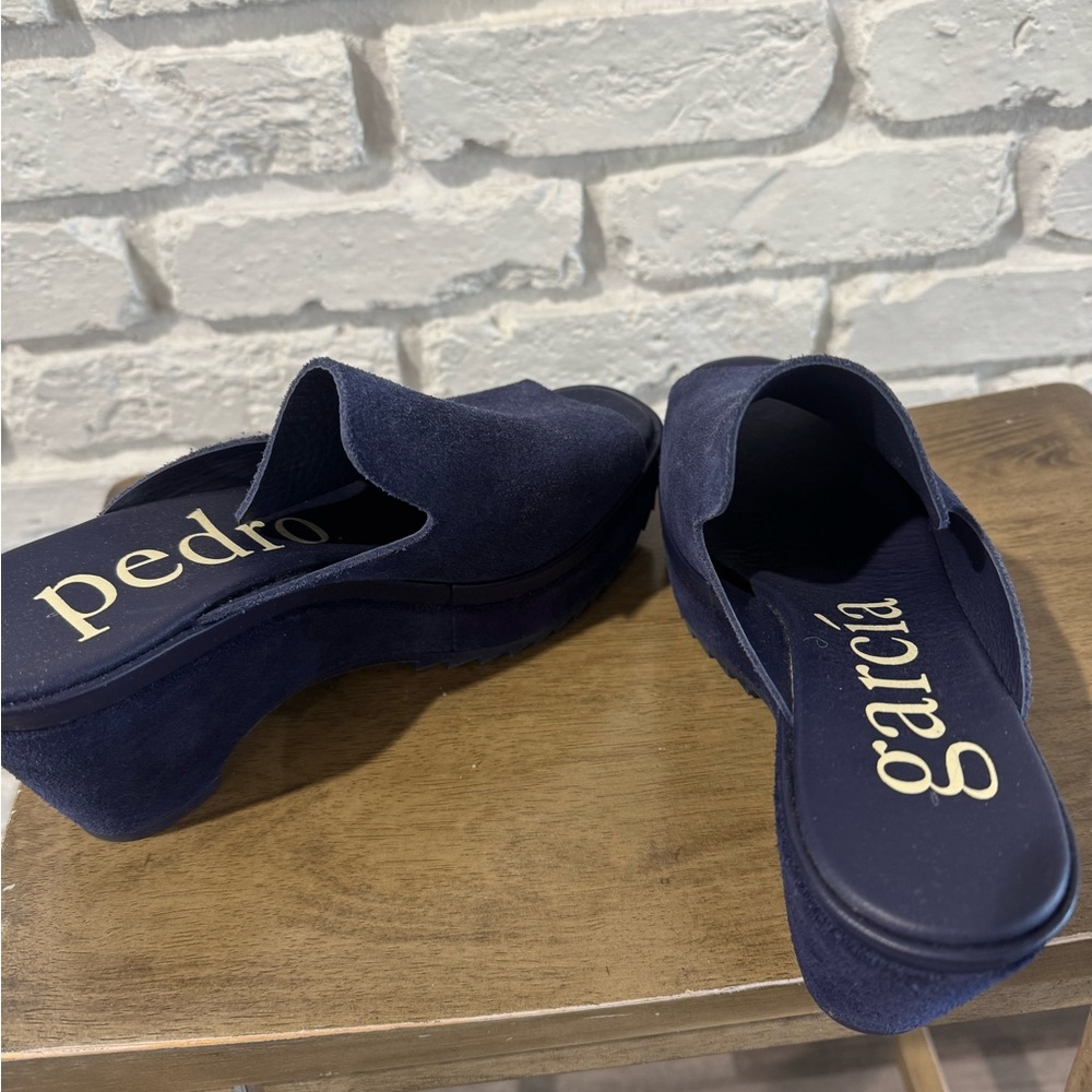Pedro Garcia Deep Blue Suede Mules